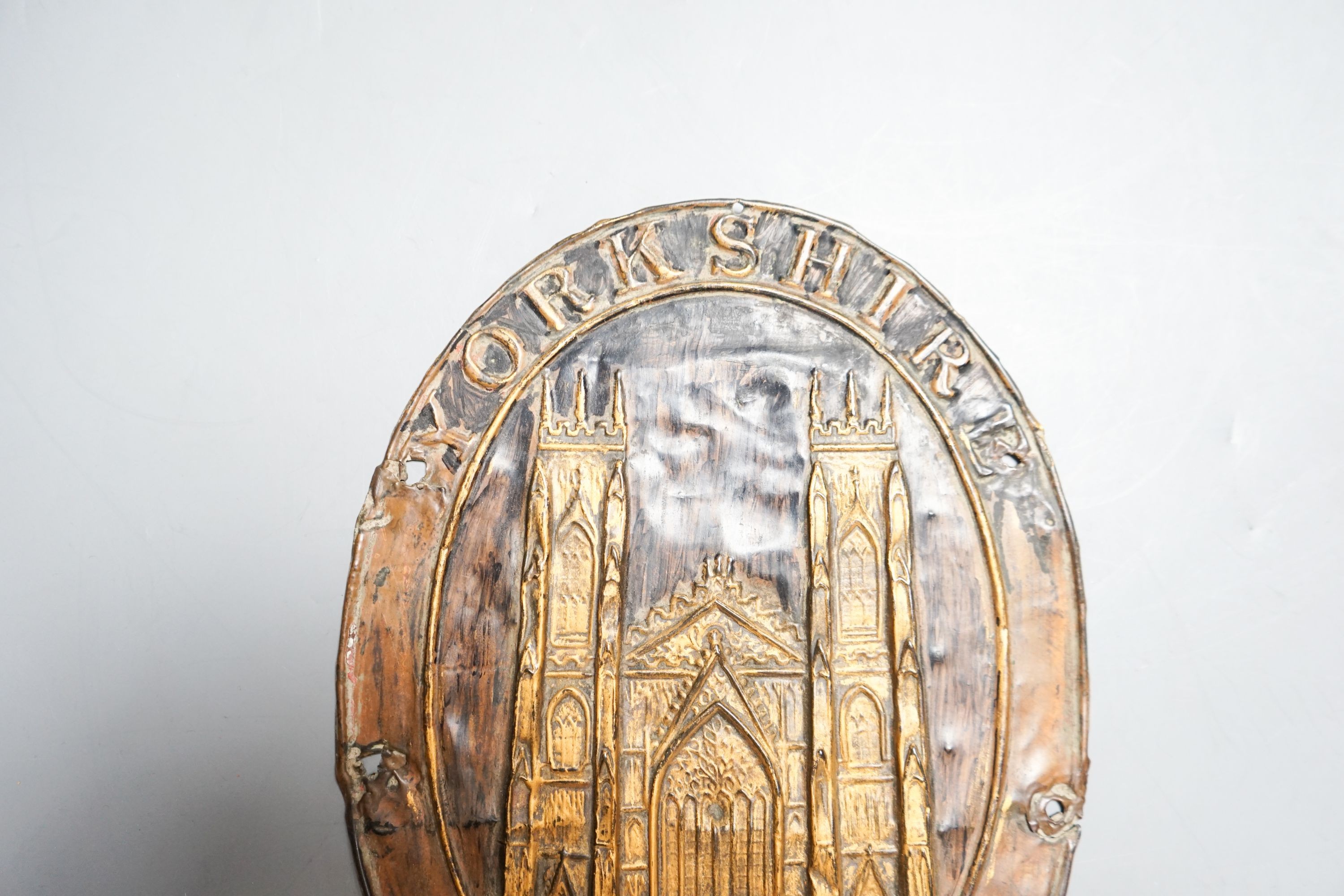 A Yorkshire Insurance copper fire plaque, 24cm